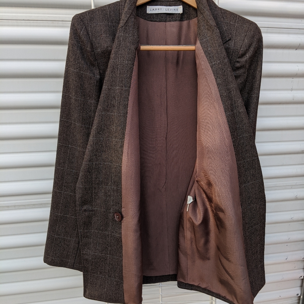 Larry Levine plaid blazer suit jacket